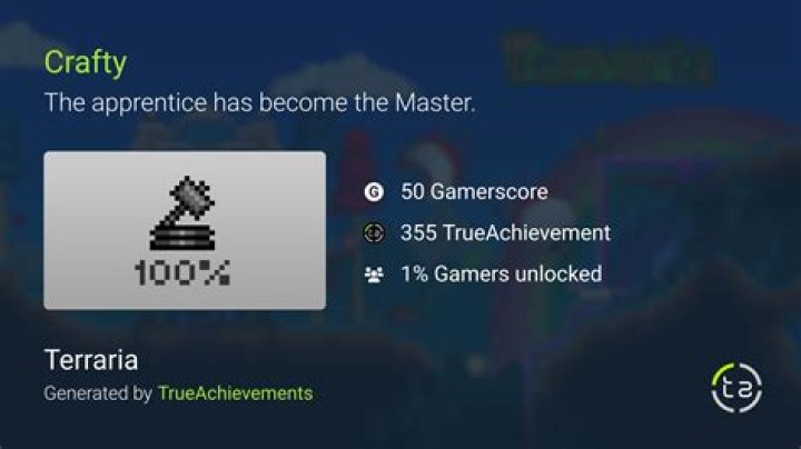 Crafty achievement in Terraria