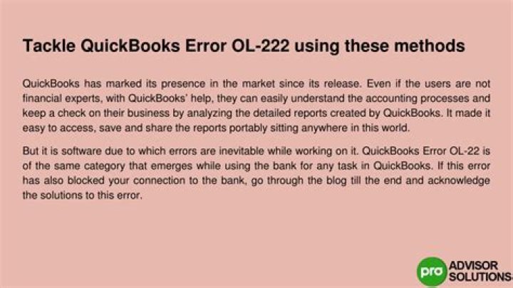 Tackle QuickBooks Error OL-222 using these methods